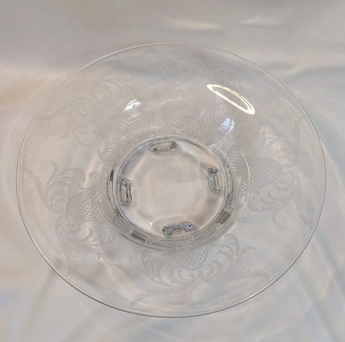 Rare Cambridge Glass Etch 740 4-Toed 12-in Clear Glass Bowl circa 1929 Beautiful - Picture 19 of 20