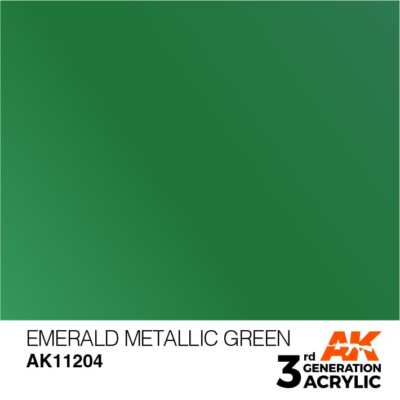 AK INTERACTIVE 11204 3GA EMERALD METALLIC GREEN 17ml (3GEN Acrylic Paint)