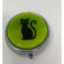 Silvertone Black Cat Pill Box