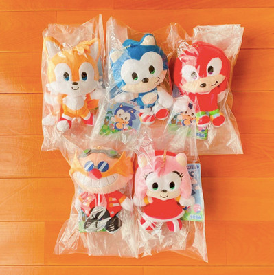 SONIC & FRIENDS Keychain Mascot Plush Tails Amy Knuckles Dr. Eggman 5 set NEW