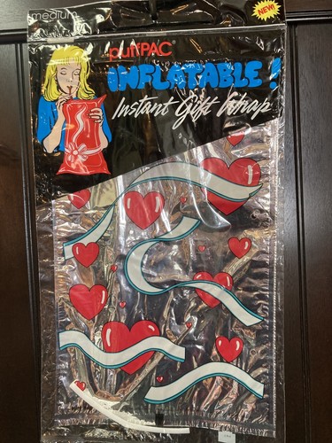 Vintage PuffPAC aufblasbare einfache Geschenkverpackung Valentinstag Herzen hergestellt in den USA Größe M 14”x6”x2”