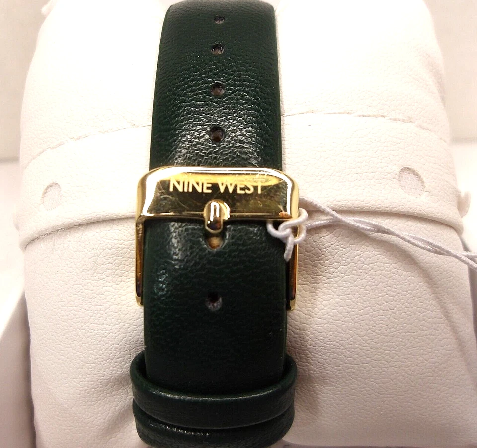 ¡¡NUEVO!! Reloj redondo para mujer NINE WEST, dorado/verde, correa de cuero, nuevo con etiquetas/1996 CHCM Foto 4 de 4