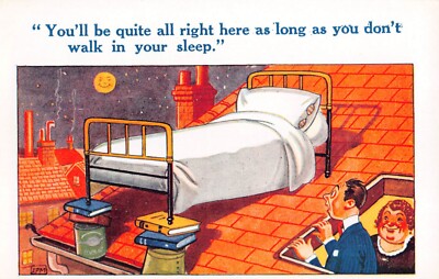 Landlady Shows Man His Bed on the Roof-Don't Walk in Your Sleep-Comic Old PC