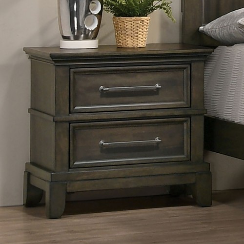 NEW Contemporary 1pc Nightstand Gray Color Solid Wood Veneer Pewter Bar Pulls Cr