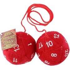 Red 20-sided Fuzzy Geek Dice Rear- View Mirror Danglers - Rpg - Novelty Dice
