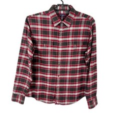 Untuckit Flannel Button Shirt Men's L Red Gray Plaid Long Sleeve 100 Cotton EUC