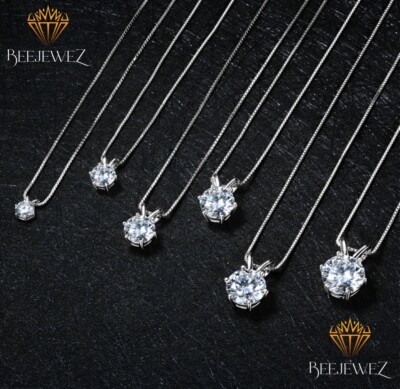 1-3ct Round Cut GRA Certified Moissanite VVS1/D Solitaire Pendant 14K White Gold
