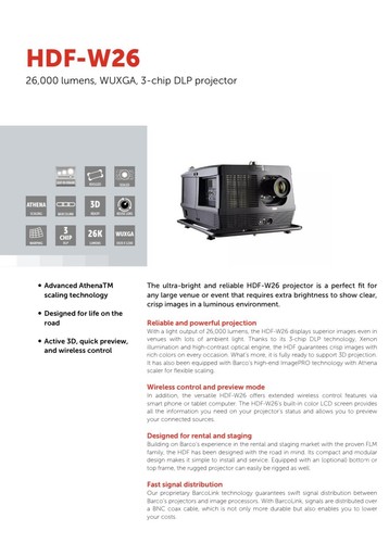 Barco HDF-W26 26,000 Lumen WUXGA Large Venue Projector (theater owned 1 season) - Picture 5 of 9