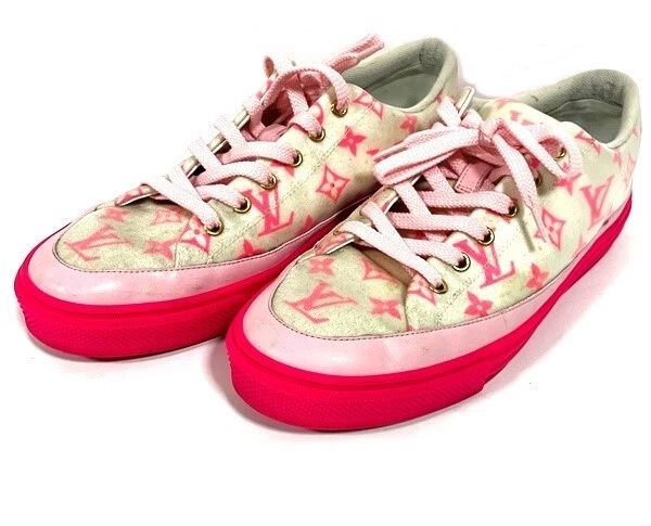 LOUIS VUITTON Monogram Sneakers Shoes 42 Pink X White Authentic