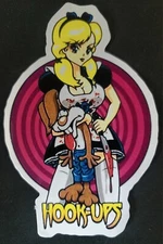 HOOK UPS STICKER "SEXY FRENCH MAID KNIFE" 3 X 4 1/2" GLOSSY 
