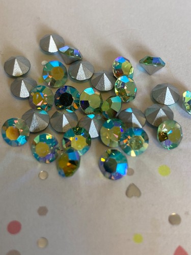 Swarovski Vintage #1100 Silver Foiled 12 to 47SS Peridot AB Craft size options - Picture 3 of 3