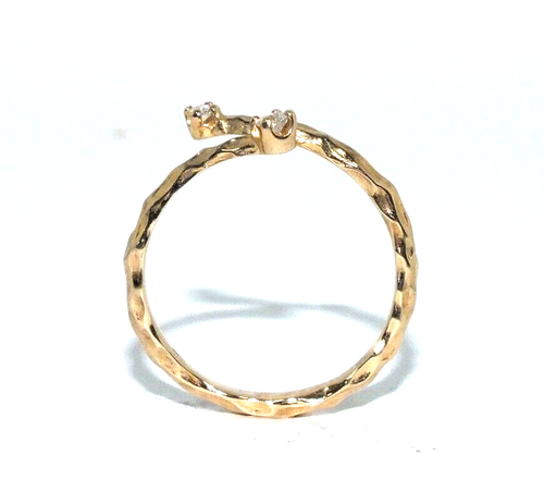 Mujer / 9ct Oro Amarillo con Textura Abierto Set Anillos Diamantes, Talla Ru P - Imagen 2 de 8