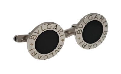 BVLGARI ブラック シルバー カフス カフリンクス オニキス Authentic Bvlgari Cufflinks Onyx Bvlgari Bvlgari Black