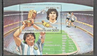 CENTRAL AFRICA FOOTBALL WORLD CUP MARADONA OLYMPIC HAT HUT STAMP STAMP  