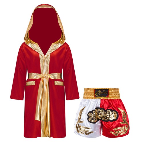 Kids Boys Outfit Open Front Suit Breathable Sets With Belt Cloak Boxing Costume - Picture 34 of 44