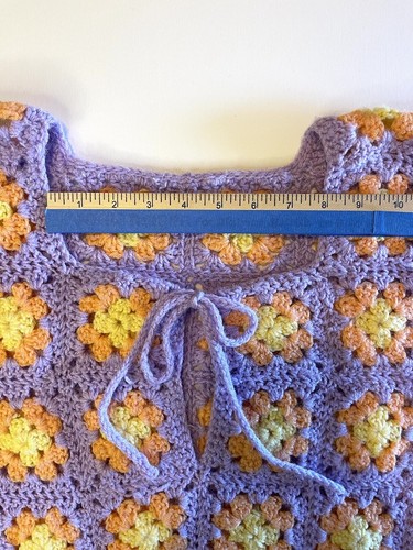 Vtg Granny Sq Pullover Handmade Crochet Sweater Top Lavender Grannycore - Picture 13 of 14