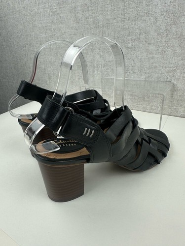 Clarks Women's Ralene Luster Heel Sandal Black Leather UK 5.5 D EUR 39 - Picture 9 of 10
