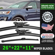 For Ford Explorer 2011-2019 Front Rear Windshield Wiper Blades Set Of  26"22"11"