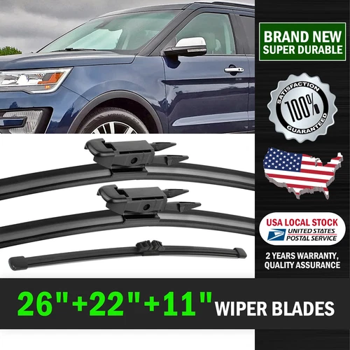 For Ford Explorer 2011 -2019 Front Rear Windshield Wiper Blades Set Of 26"22"11"