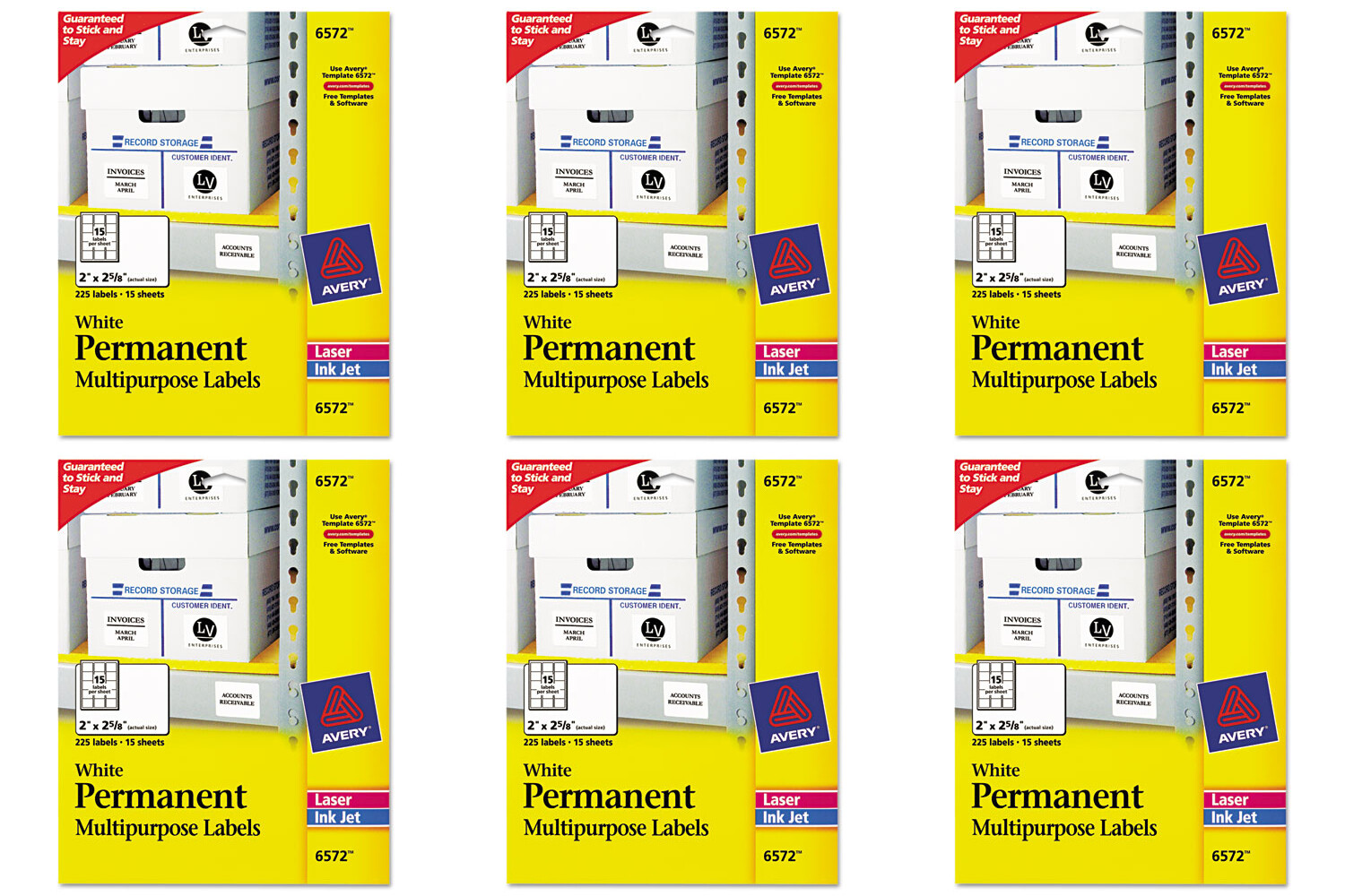 Avery White Permanent ID Labels 2x58 2 Packs25 (6572) 6 Packs ...