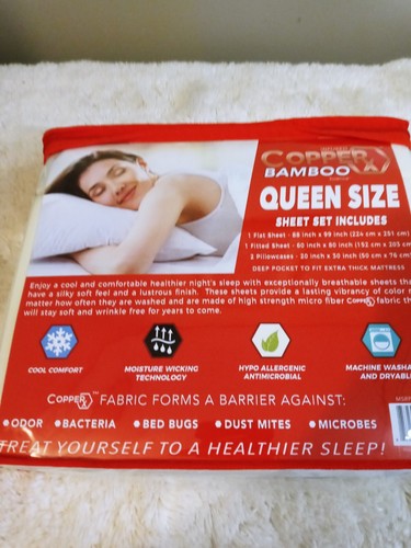 New CopperX Bamboo Essence Infused 2000 Series Sheet Set- Queen siz Light Yellow - Picture 2 of 7