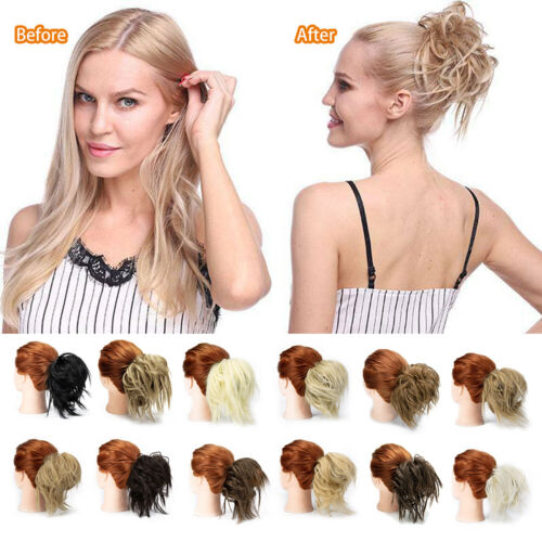 Women Thick Messy Curly Wavy Chignon Hair Bun Scrunchie Hair Extensions Natural - Picture 5 of 25