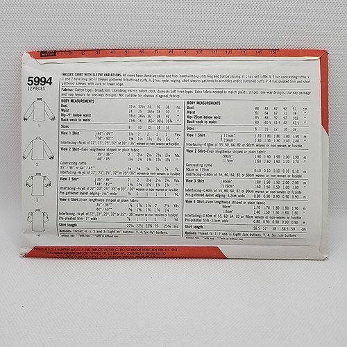 Simplicity 5994 Misses' Button Front Blouse Top Sewing Pattern Size 8-12 Uncut - Picture 6 of 9
