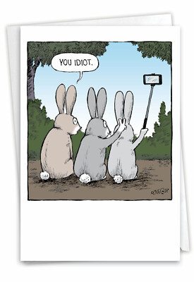 1 Funny Easter Card with Envelope - Bunny Selfies Easter C2750EAG