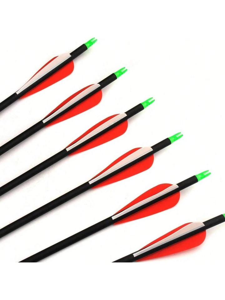 30-дюймовые углеродистые стрелы SP500 для охоты из лука составной и рекурсивный лук упаковка 12 шт. - Изображение 3 из 4