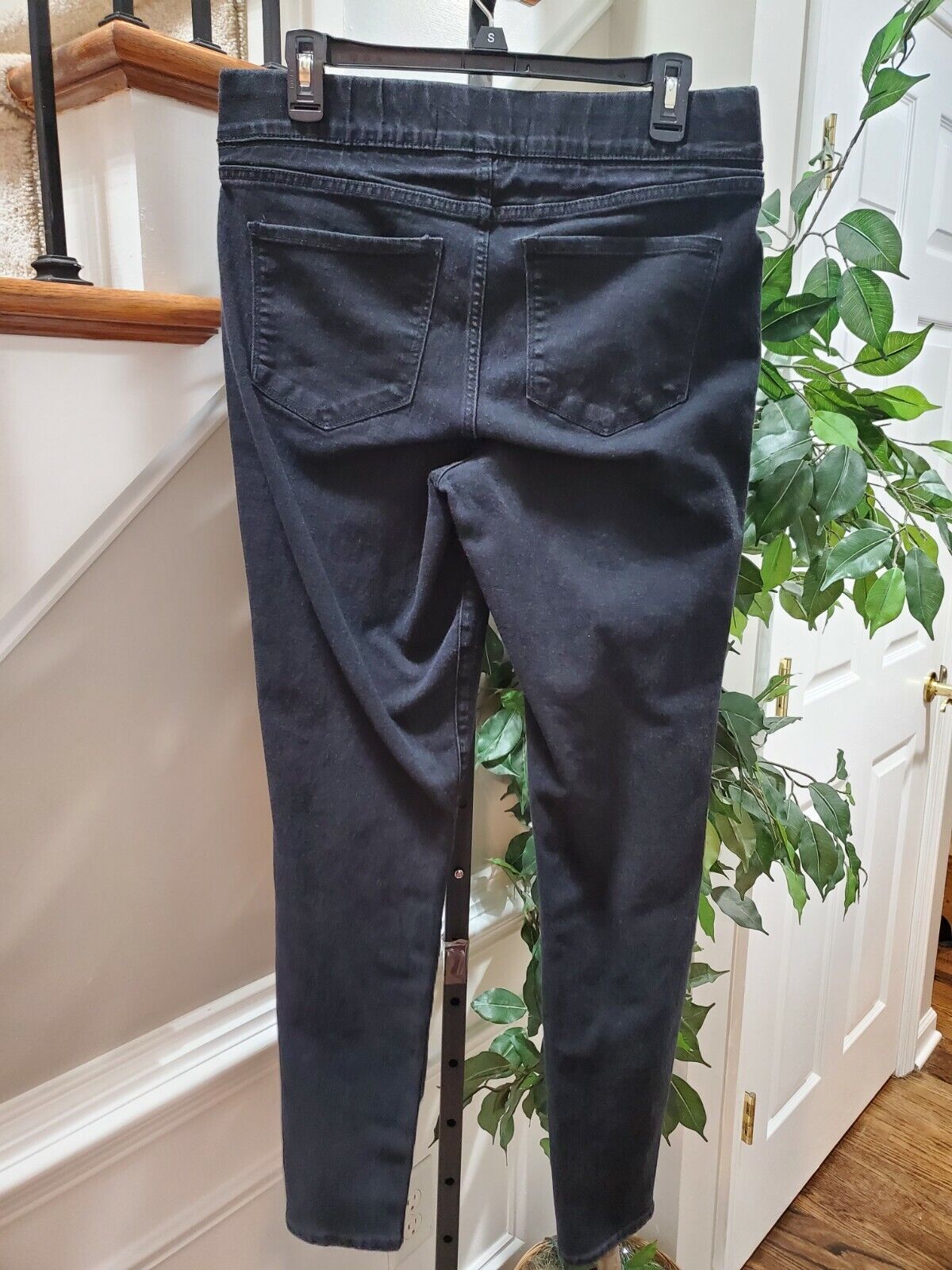 Old Navy Women Solid Black Cotton Mid Rise Super Skinny Jeans Pant Size 12  Tall