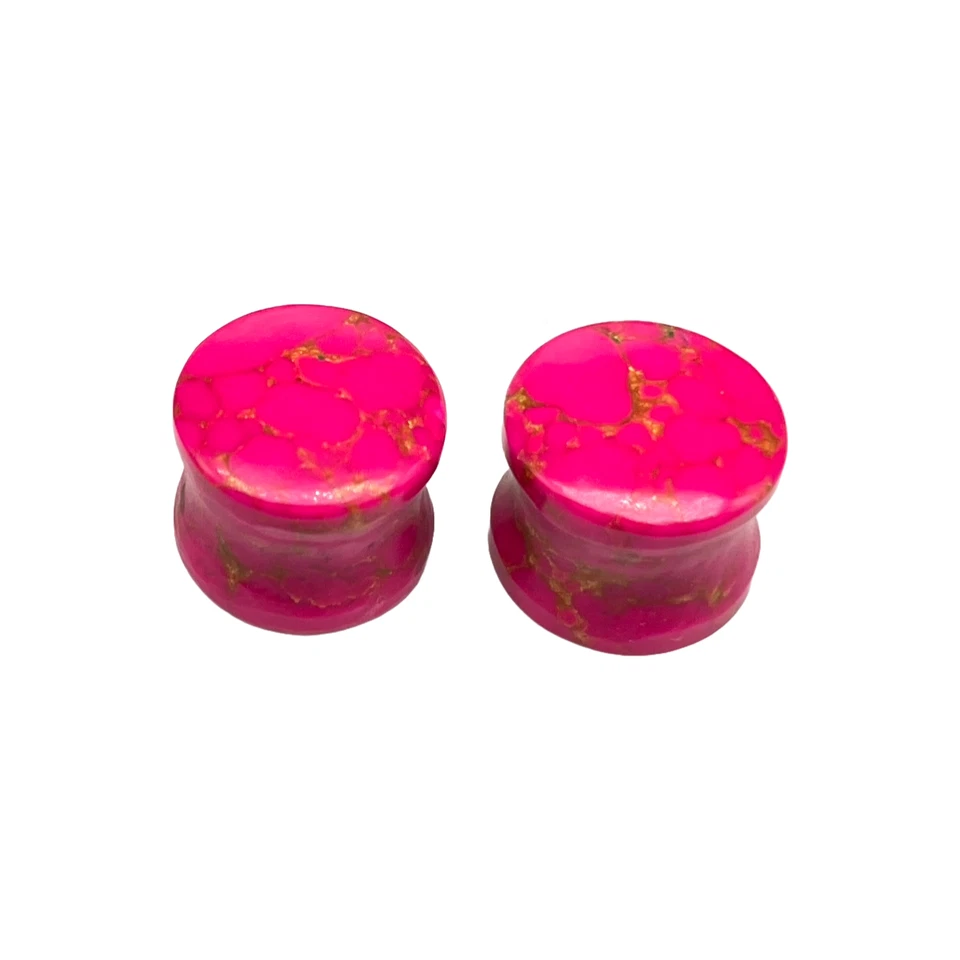 Tapones de cristal turquesa cobre rosa tamaño 8g-2 1/8" 2 piezas tamaños personalizados disponibles Foto 3 de 4