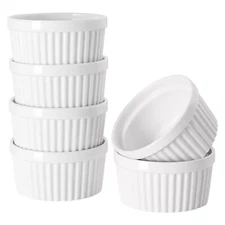Ramekins 4 oz Oven Safe for Creme Brulee Souffle, Porcelain Custard Cups Ramekin