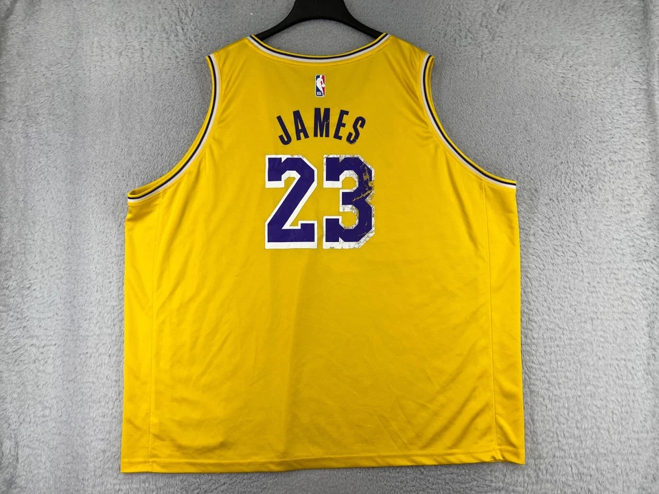 Camiseta masculina Los Angeles Lakers 4XL XXXXL amarela fanatics Labron James #23 poli - Imagem 2 de 4