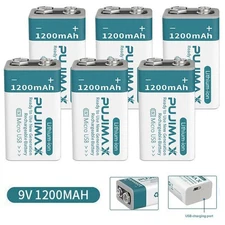 4PCS 9 Volt Li-ion USB Rechargeable Batteries 1200MAH Ion Battery Pack Lot