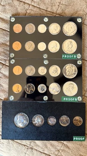 1950 1951 1952 1953 & 1954 United States Proof Sets! Franklin Half Dollar Years!