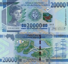Guinea 20000 Francs (2015) - Woman/Doves/Hydro Dam/p50a, B344a UNC