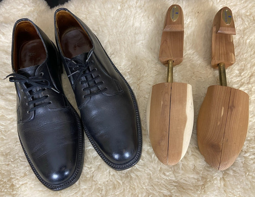 Vtg 1960's Men's Custom Made Plain Toe Oxfords~Black~BW Atkins, Wash, DC~Sz 11D