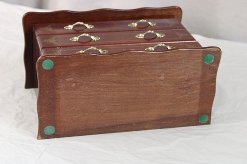 M/ kleines Holz Schmuck Kästchen mit Schubladen und Einlegefach - ca. 27x13x16 - Bild 7 von 16