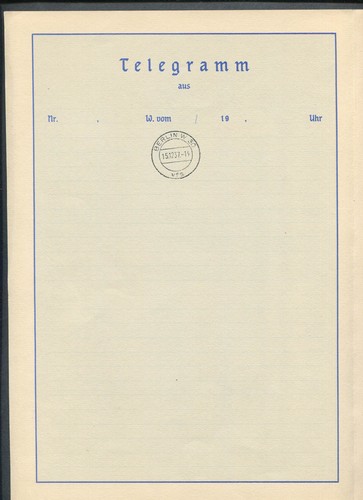 Deutsches Reich 2.WK : Schönes Telegramm von 1937 - blanko mit Stempel Berlin W 30 - Bild 2 von 3