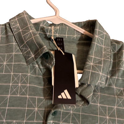 Adidas Golf Polo Shirt Men s XL Green Geometric NWT Athletic