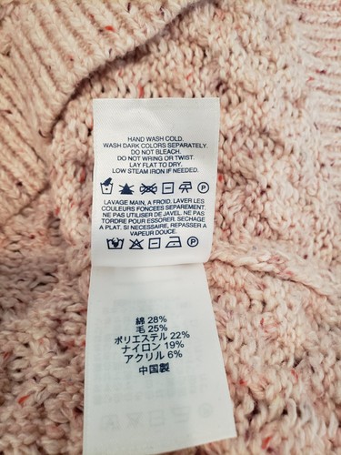 Lands End Damen kleiner pfirsichrosa Zopfmuster Fischer Rollkragen Strick Pullover - Bild 5 von 5