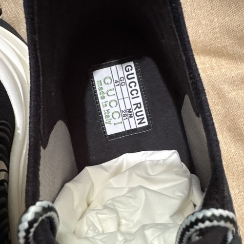 Gucci Run Sneaker Black White Tech Knit Fabric Woman 41EU 11W 100% Authentic - Picture 3 of 8