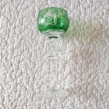 Vintage Kiriko Green Wine Glass - , Delicate, Handcrafted Artifact
