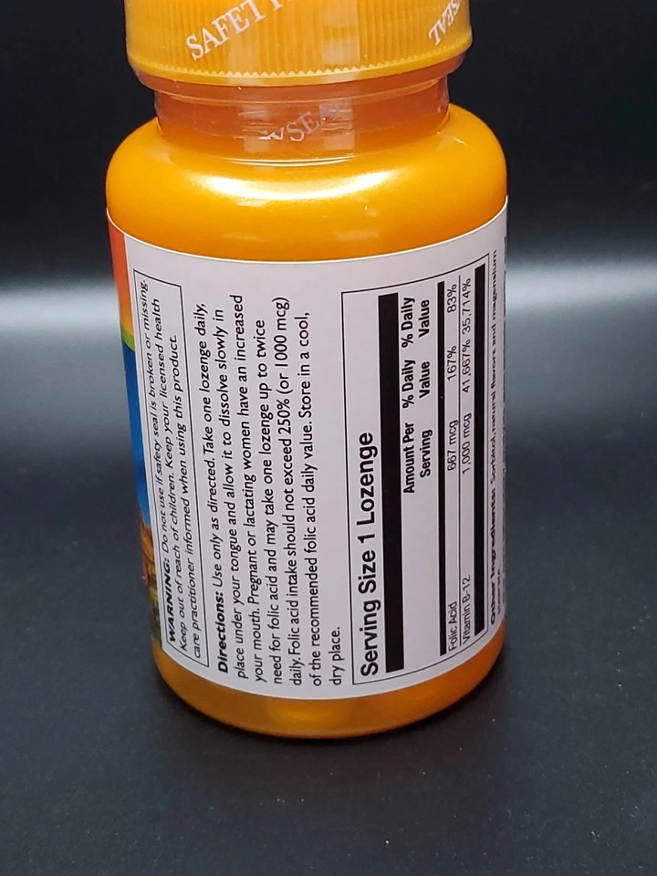 Thompson Nutritional B12 1000mcg Plus Folic Acid 30 Lozenge Exp 07/26 - Image 2 of 4