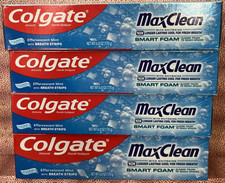 Lot of 4 Colgate MaxClean SmartFoam Effervescent Mint White Toothpaste 6 Oz 2/27 1.21 per gallon