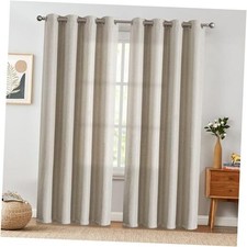 Linen Textured Curtains 84 Inches Long 2 52"W x 84"L Pack of 2 Greyish Beige
