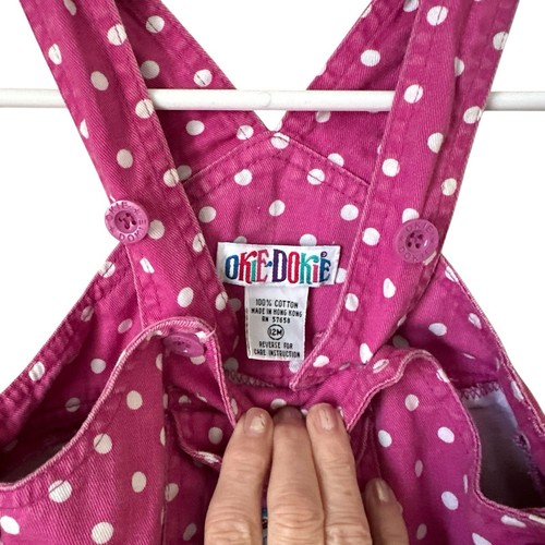 Abito pagliaccetto rosa vintage Okie Dokie bambina tg 12 mo anni 90 a pois Gingham DIFETTO - Foto 7 di 7