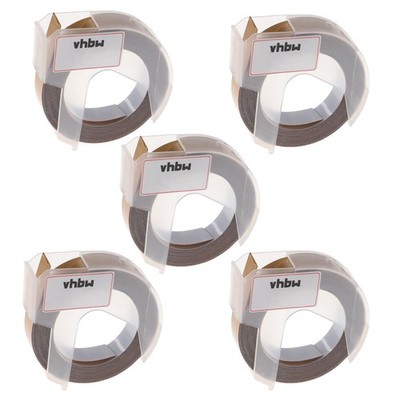 5x 3D Schriftband für Phomemo E975 Weiß/Gold 9mm 3m