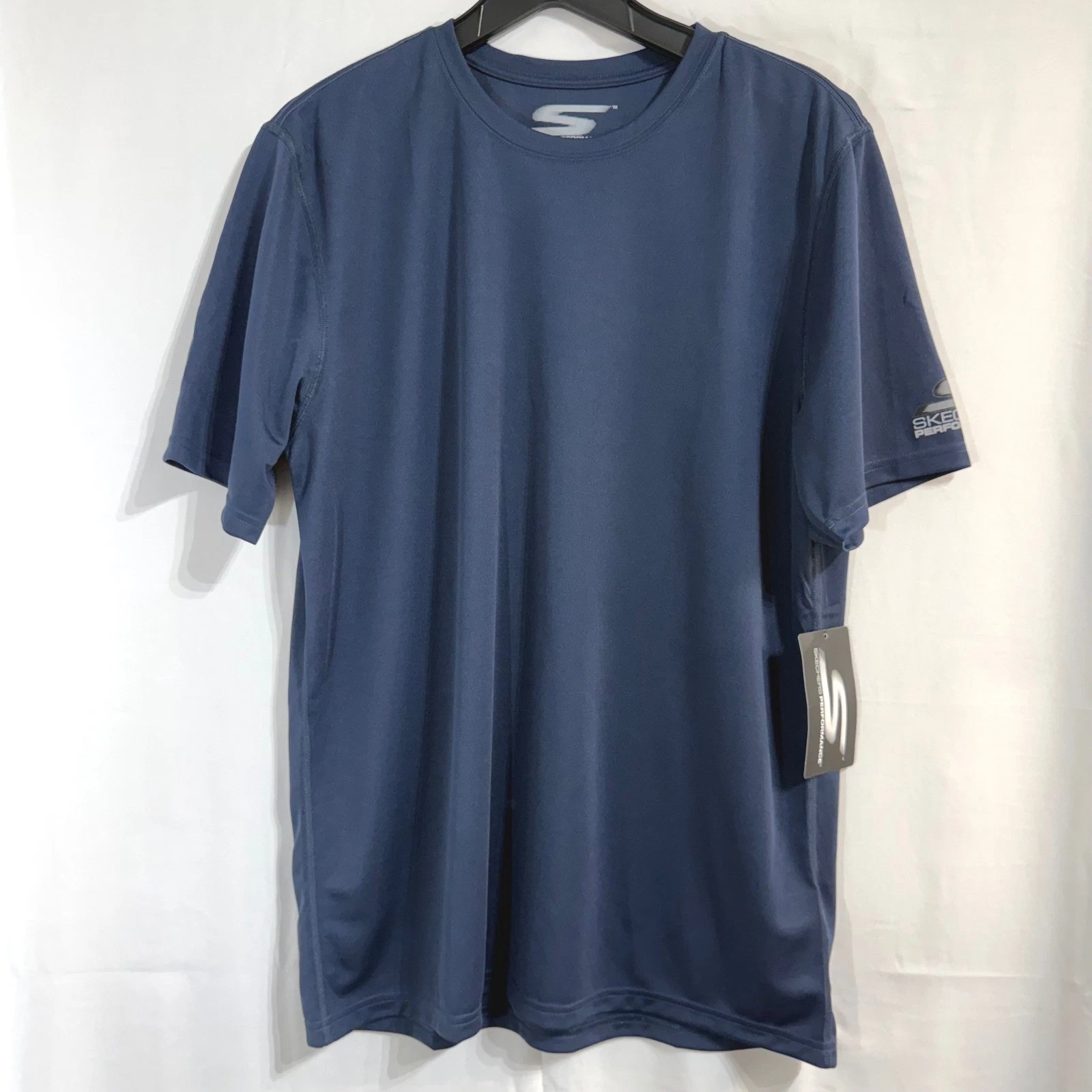 Skechers Performance Mens Charge Tee Navy Blue Iris Active Go Dri Tech Large NEW