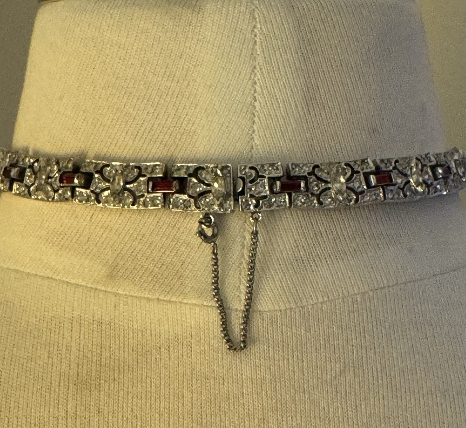 Signed Panetta SilverTone Rhinestone/Ruby Red Rho… - image 9